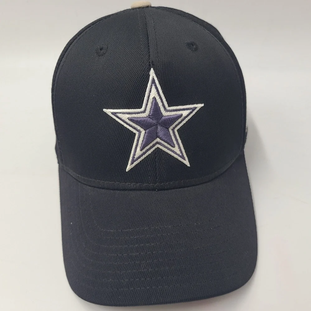 Dallas Cowboys Hat Fitted L-XL Reebok Black NFL Football Logo Nylon Blend Men